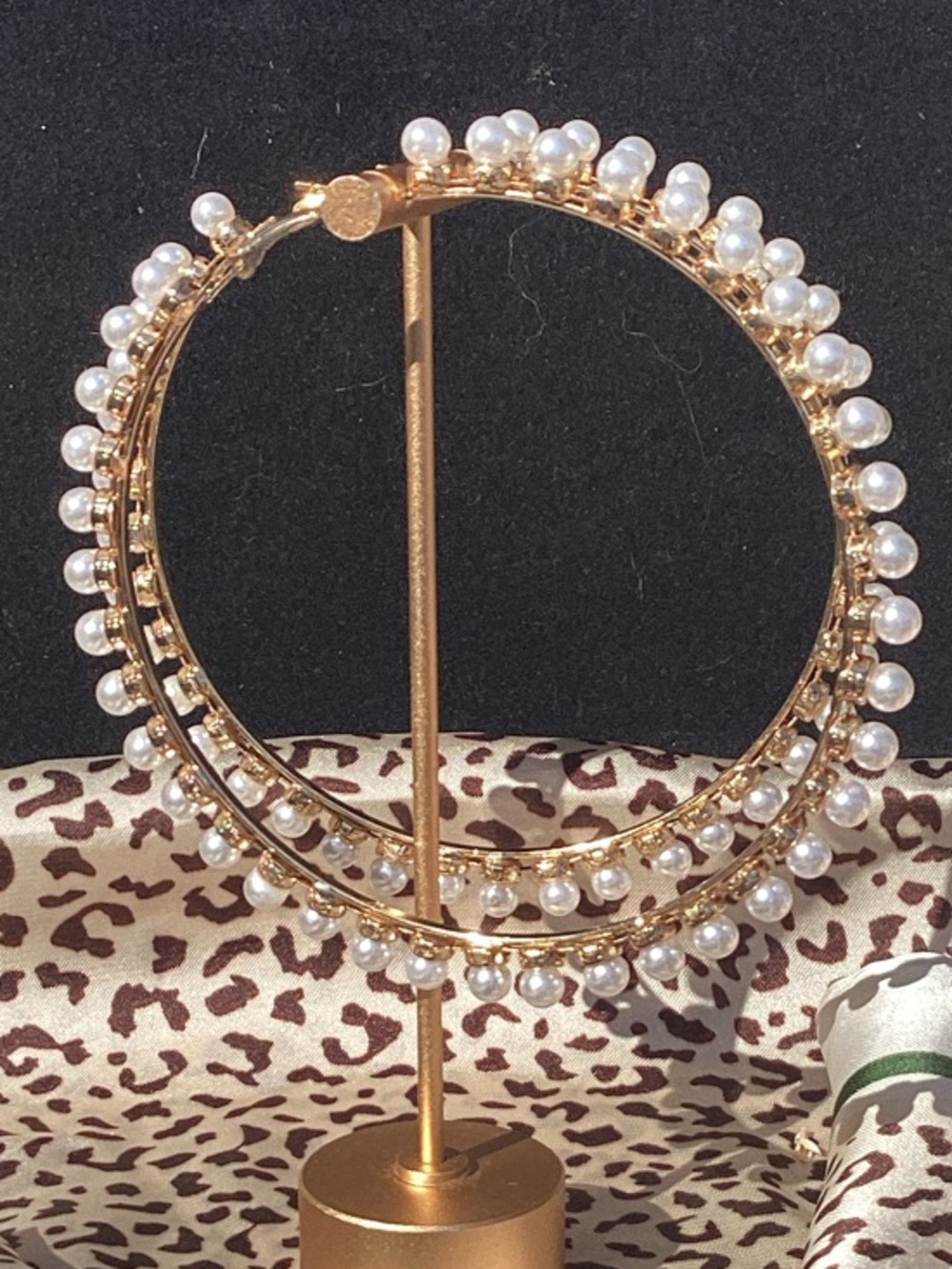 & Other Stories LARGE Gold Hoop Earrings with Pearl Beads
